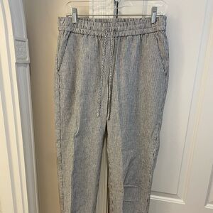 J. Crew Striped Linen-Cotton Blend Drawstring Pullon Pants - EUC